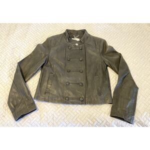 Women's BBDAKOTA Charcoal Genuine Leather Drummer Boy Style Zip Jacket Large